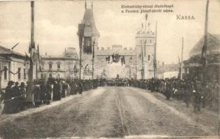 1906 Kassa, Kosice; II. Rákóczi Ferenc hamvainak hazahozatala, Klobusisczky utcai diadalkapu. Kiadja Nyulászi Béla / funeral march