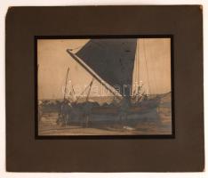 cca 1910 Tengerparton, jelzés nélküli vintage fotóművészeti alkotás, 25x36 cm, karton 44x53 cm