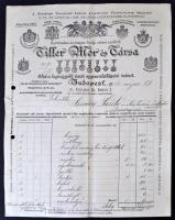1918 Tiller Mór katonai egyenruha készítő 3 fejléces számla