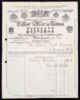 1918 Tiller Mór katonai egyenruha készítő 3 fejléces számla