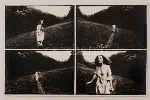 cca 1977 Jelzés nélküli vintage fotóművészeti alkotás, 4 fotó közös fotópapíron, kasírozva, 25x39 cm