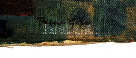 Bene jelzéssel: Virágcsendélet. Olaj, vászon, 70×40 cm