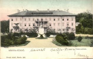 Bártfafürdő, Bardejovské kúpele; Deák szálloda, Erzsébet királyné szobra, Divald Adolf 201 / Sissi statue, hotel (EK)