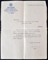 1939 Pallavicini gróf saját kézzel aláírt értesítése Tarányi Ferenc felsőházi tagnak felügyelőbizottsági tagságáról.