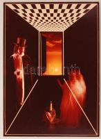 cca 1978 Horling Róbert: Szindbád, Krúdy illusztráció, feliratozott vintage fotóművészeti alkotás, nagyméretű fotómontázs, 58x45 cm