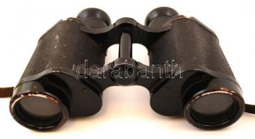 cca 1940 CAG Dienstglas Carl Zeiss 6X30 H6400 katonai távcső, eredeti bőr tokjával, kopott festéssel...