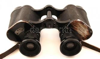 cca 1940 CAG Dienstglas Carl Zeiss 6X30 H6400 katonai távcső, eredeti bőr tokjával, kopott festéssel...