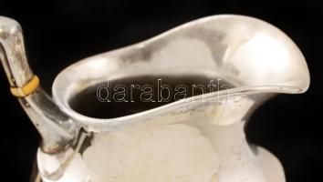 Ezüst (Ag.) kiöntő elefáncsont gyűrűkkel, apró horpadással, jelzett, m:19,5 cm,  nettó:416 g