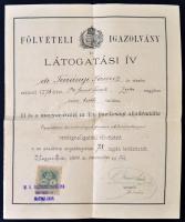 1878 Mosonmagyaróvári gazdasági akadémia látogatási bizonyítványai Tarányi Ferenc nagybirtokos, késő...