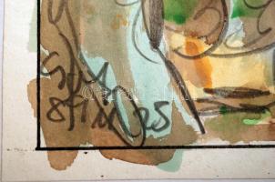 Cs. Németh Miklós (1934-2012): Táncoló páros. Akvarell, papír, jelzett, kartonra kasírozva, 20x15 cm