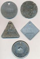 1905-1950. 5db klf fém "Ebbárca" T:2,2-,3