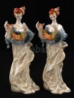 Stipo Dorohoi hölgyek szőlővel párban, kézzel festett jelzett hibátlan, m:29 cm (2×)