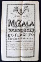 1834 Zala vármegye közgyűlésének bizonyságlevele Oszterhuber Sándor  táblabíró részére, pályájának leírásával, és munkásságának dicséretével. Címeres rézmetszettel ellátott papíron. Rajta a megye bíráinak aláírásával, és viaszpecséttel. Nagylakú nyomtatvány kihirdetési záradékkal.