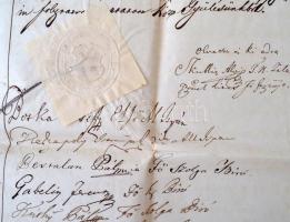 1834 Zala vármegye közgyűlésének bizonyságlevele Oszterhuber Sándor  táblabíró részére, pályájának l...