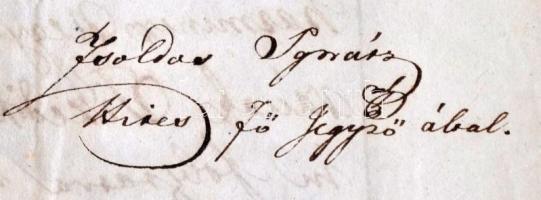 1834 Zala vármegye közgyűlésének bizonyságlevele Oszterhuber Sándor  táblabíró részére, pályájának l...