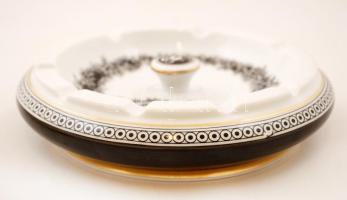 Hollóházi Jurcsák László által tervezett hamuzó, matricás,  jelzett, hibátlan,  d:17 cm