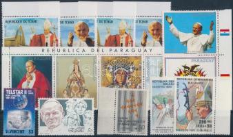Pope John Paul II 1986-1990 32 diff stamps with sets + 2 diff blocks, II. János Pál pápa motívum 1986-1990 32 klf bélyeg, benne sorok, összefüggések + 2 klf blokk