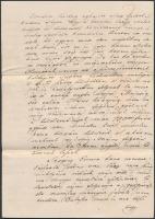 1856 Deák Ferenc saját kézzel írt levele sógorának Tarányi Józsefnek, melyben beszámol a Vörösmarty Mihály árvái javára indított gyűjtésről, társasági eseményekről, valamint megrendültségéről Bezerédy István 1848-as politikus halála miatt. Bensőséges hangvételű levél 4 beírt oldalon VÉDETT!