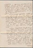 1856 Deák Ferenc saját kézzel írt levele sógorának Tarányi Józsefnek, melyben beszámol a Vörösmarty ...