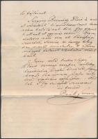 1856 Deák Ferenc saját kézzel írt levele sógorának Tarányi Józsefnek, melyben beszámol a Vörösmarty ...