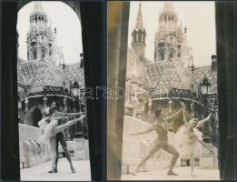 Balett-táncosok a Halászbástyán, 2 db fotó, 18x10 és 18x13 cm