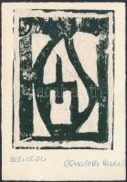 Olvashatatlan jelzéssel: Absztrakt. Vegyes technika, papír, jelzett, 12x8 cm