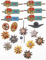 19db-os vegyes szocialista militária tétel, közte "MHSZ - Honvédelemért" zománcozott fém jelvény, ~1970-1980. "Katonai Tízpróba (KTP)"  zománcozott jelvények T:vegyes