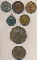 7db-os vegyes magyar emlékérem tétel, közte Berán Lajos (1882-1943) 1925. "Jókai Mór - A Nagy mesemondónak hálás nemzete" Br emlékérem (36mm); 1930. "II. Ottó Magyarország örökös királya / Bizalmam az ősi erényben" Br emlékérem (32mm) T:vegyes