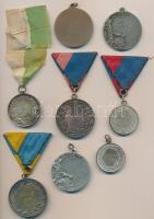 8db-os vegyes magyar sportérem tétel, több mellszalagon, közte 1942. "Jégkorcsolya" Br díj...