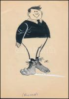 Ruszkai Gábor (1958-): Nagy láb-nagy cipő. Vegyes technika, papír, jelzett, 30x21 cm