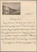 1928 Habsburg József főherceg saját kézzel írt és aláírt levele dr. Tarányi Ferenc vas és zala  megyei főispánnak, melyben kéri, hogy Manninger Rezső javaslatára a vasi tisztiorvosi pályázaton interveniáljon. A főherceg tihanyi birtokát ábrázoló fejléces papíron. Három beírt oldal.