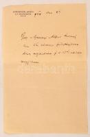 1928 gróf Apponyi Albert (1846-1933) saját kézzel írt  levele dr.Tarányi Ferenc vas megyei főispánna...