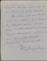 1926 Prinz Franz von Bayern (1875-1957) bajor trónörökös, tábornok saját kézzel írt és aláírt  level...