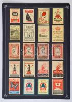 395 db belga gyufacímke, összesen 20 db kartonlapon, közte sorozatok is