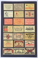 394 db gyufacímke, összesen 20 db kartonlapon, közte sorozatok is