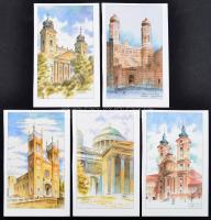 cca 2000 Vegyes nyomtatvány tétel  templomokról (Szentendre, Esztergom, Debrecen, stb.), 15x10cm
