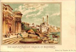 Varanasi, Benares; The Administration Palace, Thacker & Co. litho s: H.J. (cut)
