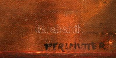 Perlmutter jelzéssel: Utca részlet. Olaj, vászon, üvegezett keretben, 21×28 cm