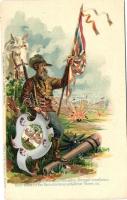 Patriotic Boer postcard of the Orange Free State, litho, artist signed (EB)