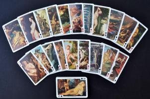 Erotika az elmúlt századokban, franciakártya 55 híres festmény reprodukciójával, eredeti dobozban, szép állapotban, 9,5x6cm