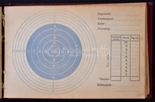 cca 1930 "Matador" körcéltáblák, lőlapok. Korabeli, kopottas vászonkötésű füzetben.