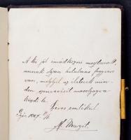 1907-32 Régi, szecessziós emlékkönyv, számos érdekes bejegyzéssel. Kopottas, kissé sérült, aranyozot...