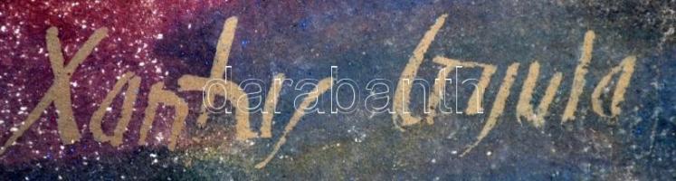 Xantus Gyula (1919-1993): Őszi táj. Akvarell, papír, jelzett, szakadásokkal, 24x42 cm