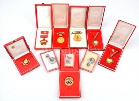 10db-os magyar szocialista kitüntetés tétel, mindegyik tokban, közte "A Könnyűipar Kiváló Dolgozója", "Az Ipari Szövetkezet Kiváló Dolgozója" T:vegyes