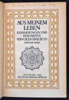 Graf Geza Zichy: Aus Meinem Leben III. Stuttgart, 1920, Deutsche Verlags-Anstalt. Kiadói, gerincén k...