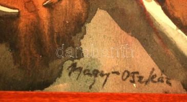 Nagy jelzéssel: Virágcsendélet. Akvarell, papír, üvegezett keretben, 36×26 cm