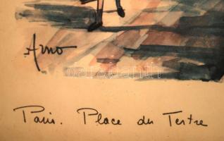 cca 1970 Párizsi életkép, színes nyomat, 6 db, üvegezett keretben, 30×16 cm