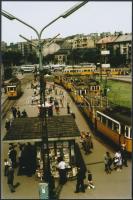 cca 1960 Budapest, Villamosok a Moszkva téren, utólagos nagyítás, 10x15 cm