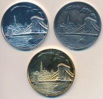 ~2000. "Budapesti Labdarúgó Szövetség" fém és aranyozott fém emlékérmek, kettő tokban (3xk...