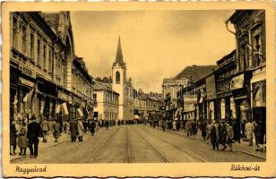 Nagyvárad, Oradea; Rákóczi út, templom / street, church